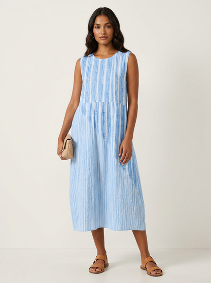 Robe Midi Femme | Sans Manches, Imprimée Été