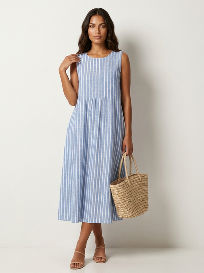 Robe Midi Femme | Sans Manches, Imprimée Été