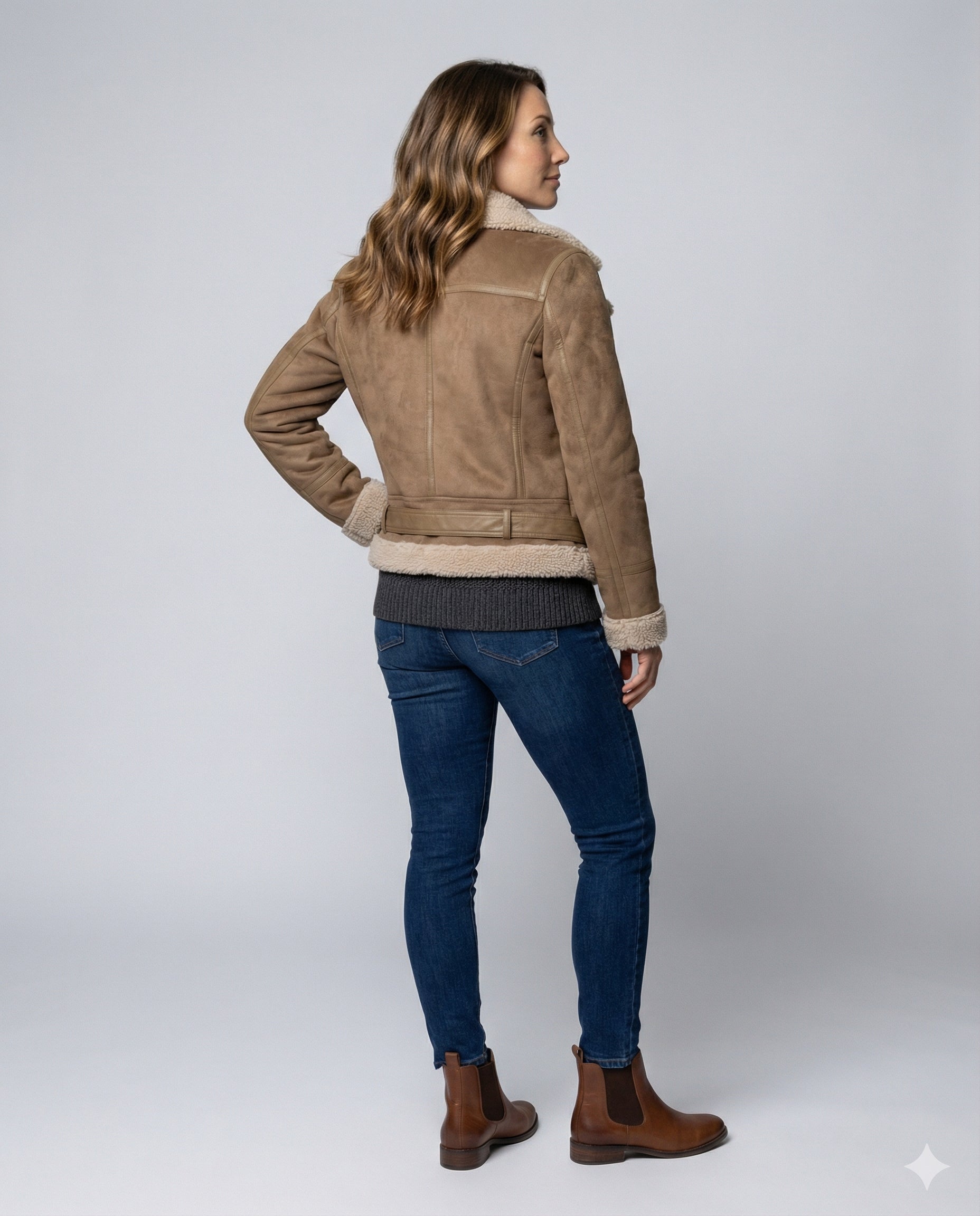 Veste motard femme | Cuir synthétique vintage, doublure polaire