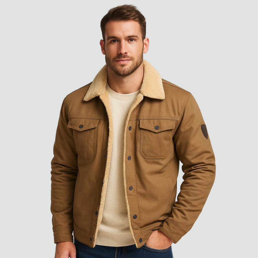Manteau hiver homme teddy fleece doublé boutons pression coupe regular fit