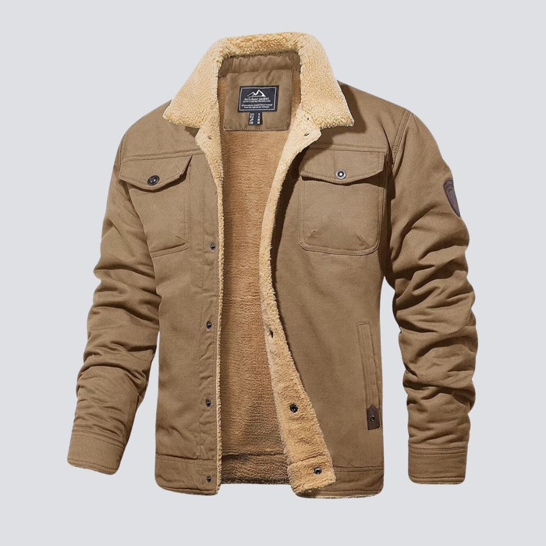 Manteau hiver homme teddy fleece doublé boutons pression coupe regular fit
