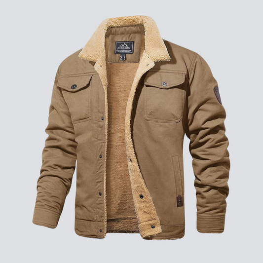 Manteau hiver homme teddy fleece doublé boutons pression coupe regular fit