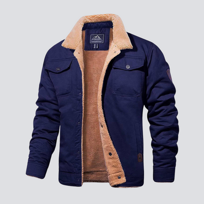 Manteau hiver homme teddy fleece doublé boutons pression coupe regular fit