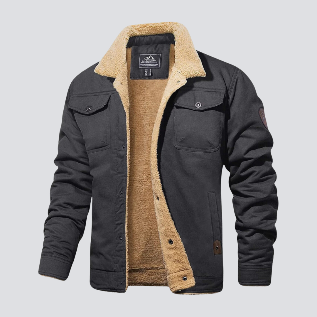 Manteau hiver homme teddy fleece doublé boutons pression coupe regular fit