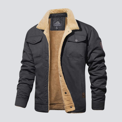 Manteau hiver homme teddy fleece doublé boutons pression coupe regular fit