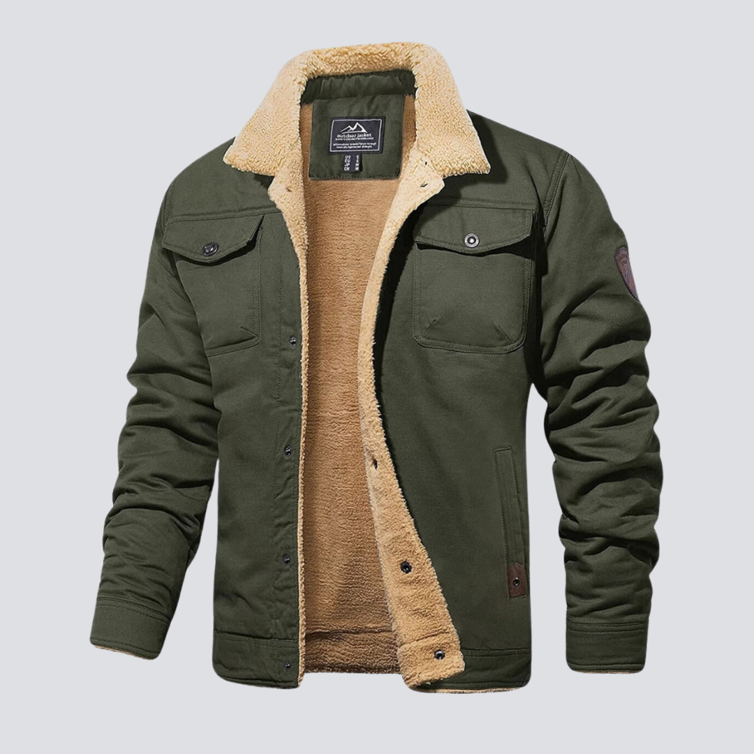 Manteau hiver homme teddy fleece doublé boutons pression coupe regular fit