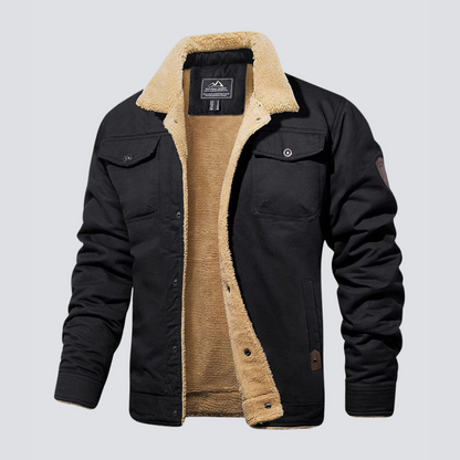 Manteau hiver homme teddy fleece doublé boutons pression coupe regular fit