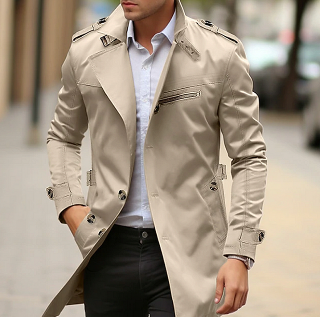 Trench-coat pour hommes | Ceinture ajustable, Coupe longue