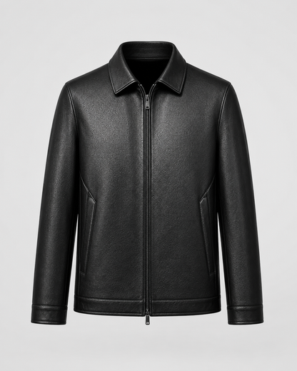 Veste Cuir Homme | Fermeture Éclair | Coupe Droite