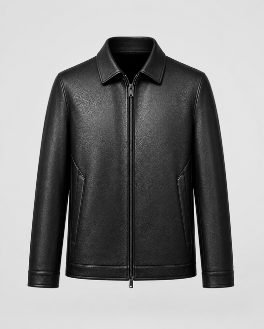 Veste Cuir Homme | Fermeture Éclair | Coupe Droite