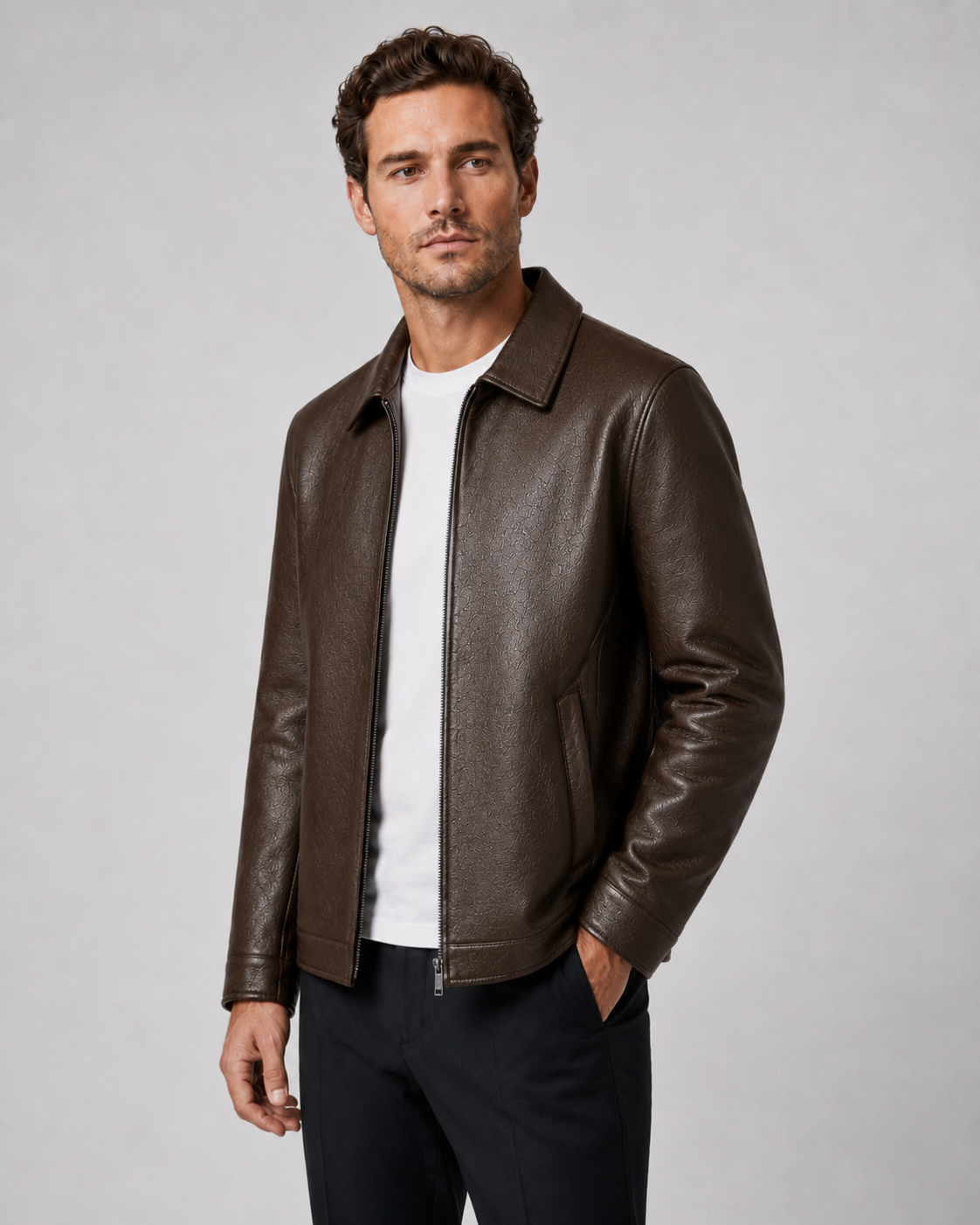 Veste Cuir Homme | Fermeture Éclair | Coupe Droite