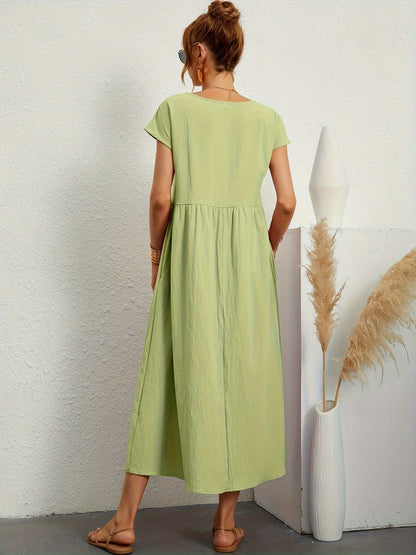 Robe de soirée longue décolleté rond fluide femme