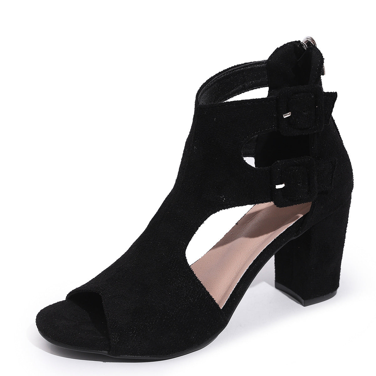 Bottines femme ajourées | Talon haut, fermeture éclair