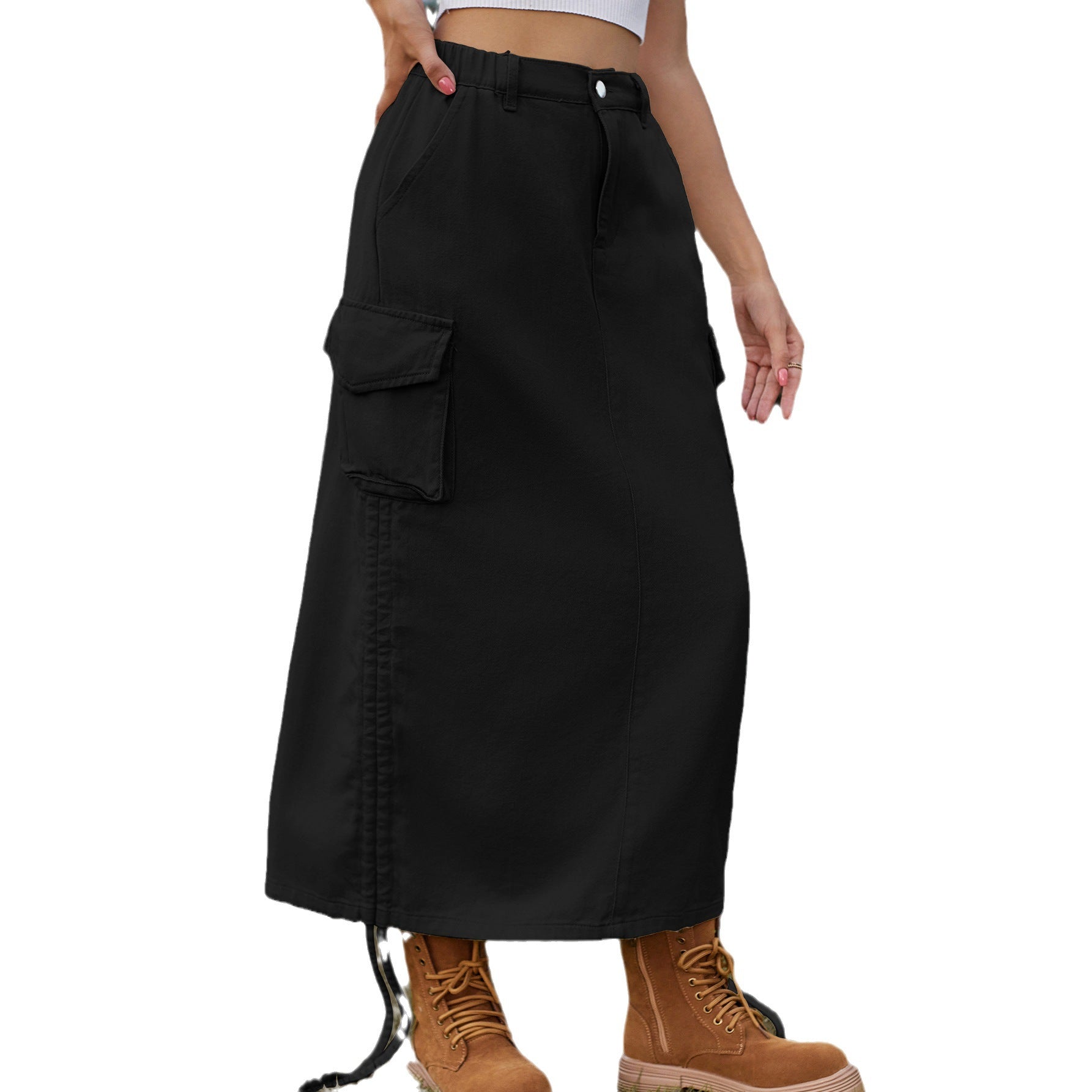 Jupe cargo pour femme avec taille réglable et poches latérales pratiques Chic und Stil-Short en jean-PARIS FEMME