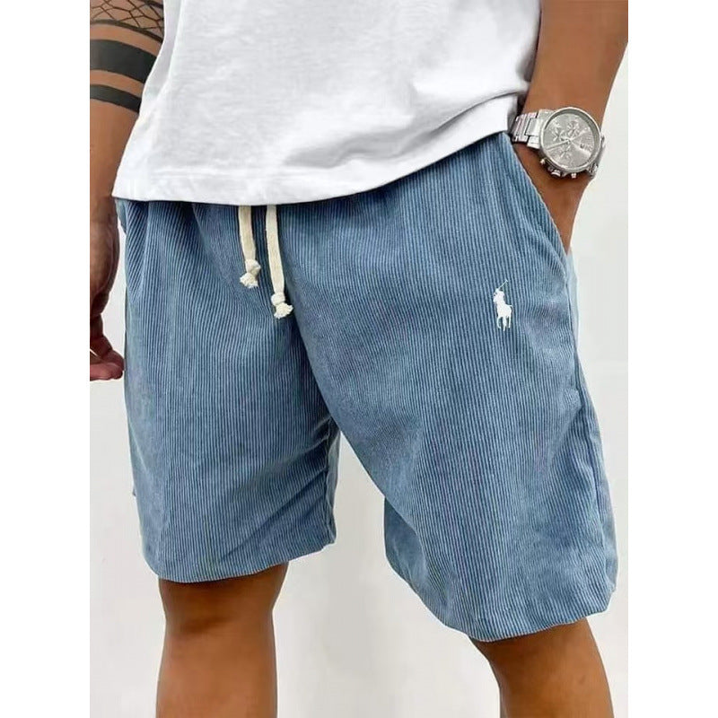 Short homme décontracté | Velours côtelé, taille élastique | Coupe ample