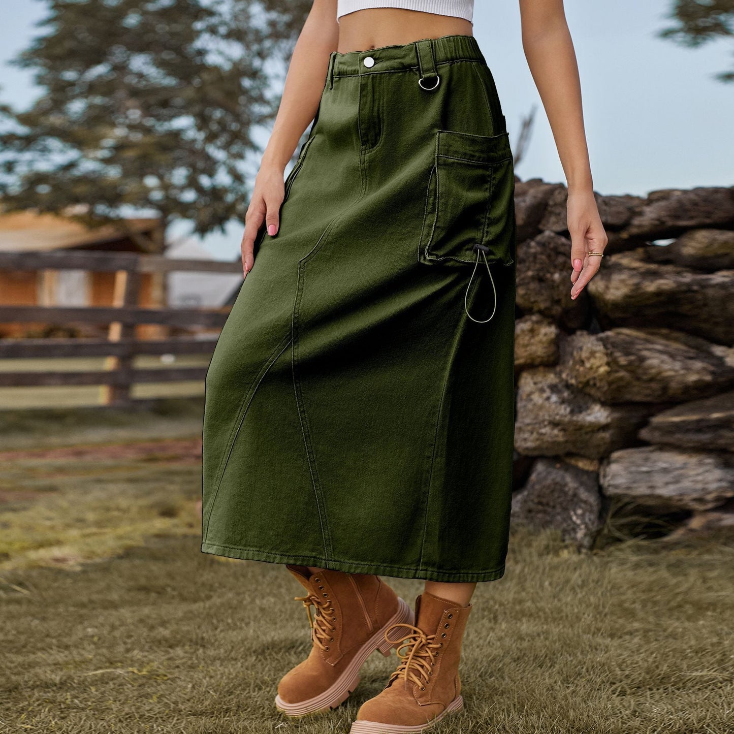 Jupe maxi pour femmes au style utilitaire avec poches pratiques Chic und Stil-Short en jean-PARIS FEMME