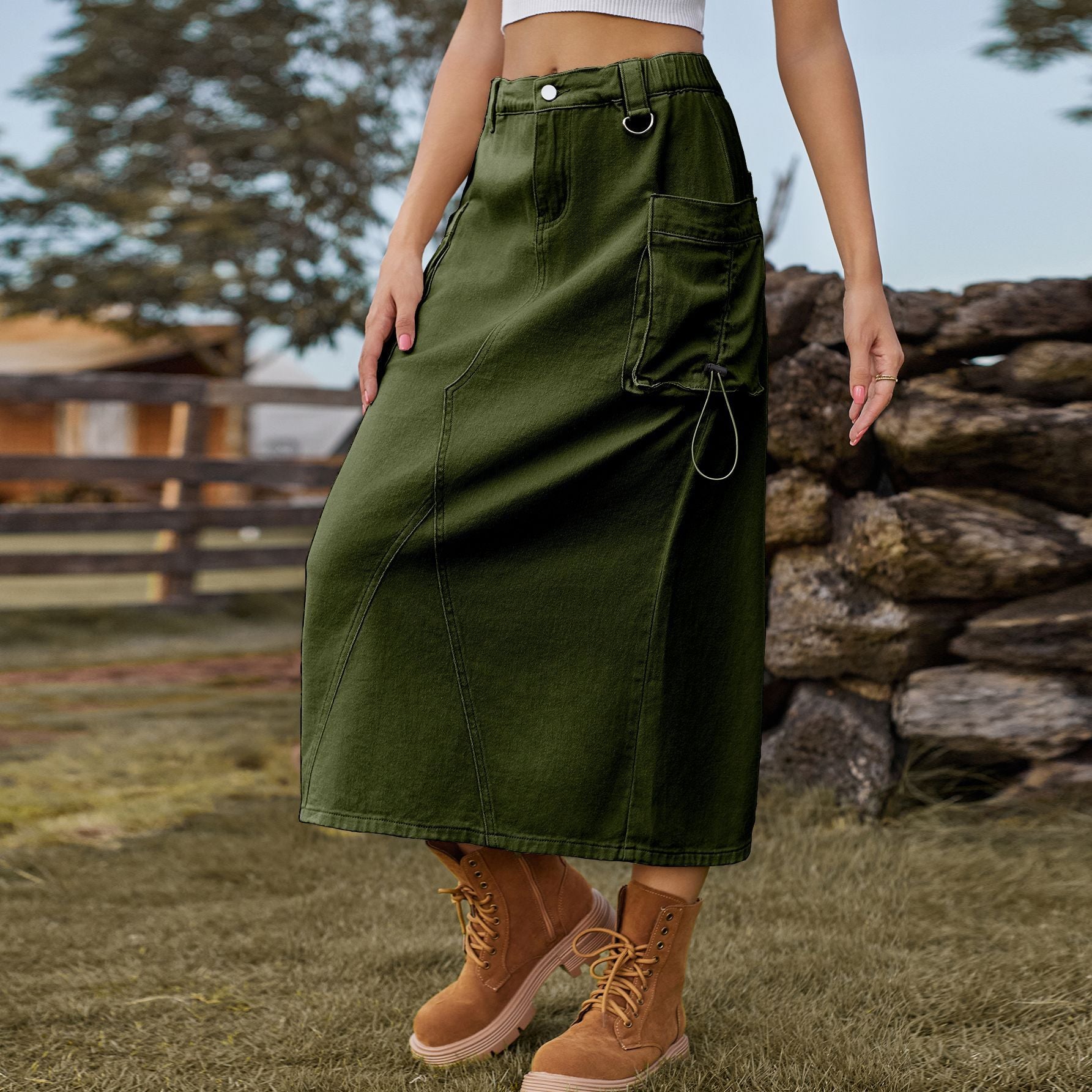 Jupe maxi pour femmes au style utilitaire avec poches pratiques Chic und Stil-Short en jean-PARIS FEMME
