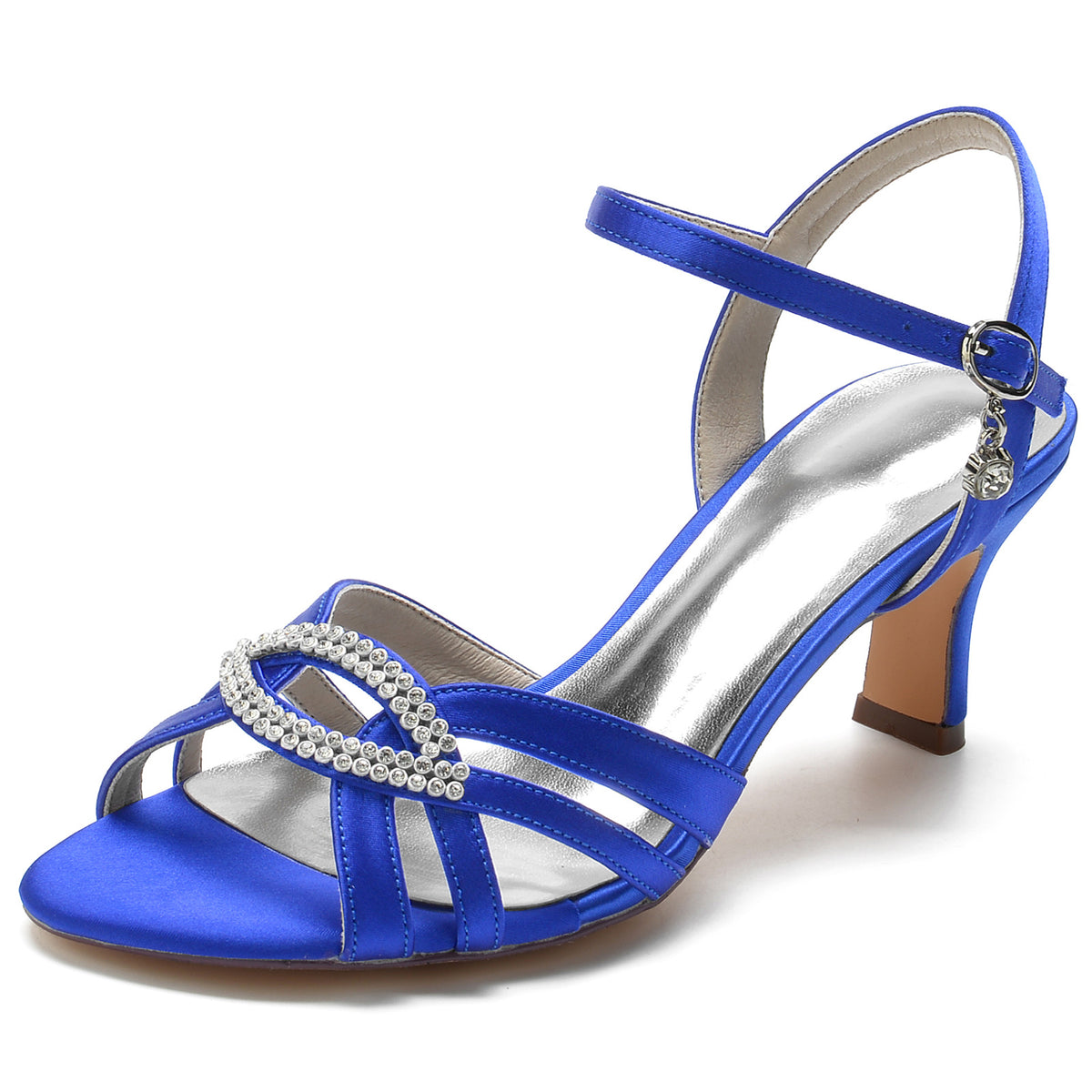 Sandales mariage ivoire strass talon bloc bout ouvert bride arrière