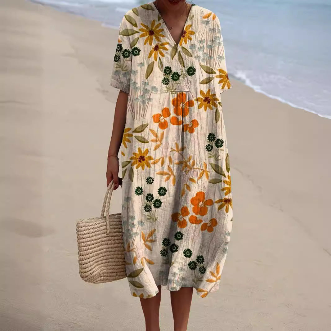 Robe d'Été Fleurie | Femme, Coupe Fluide | Style Bohème Décontracté