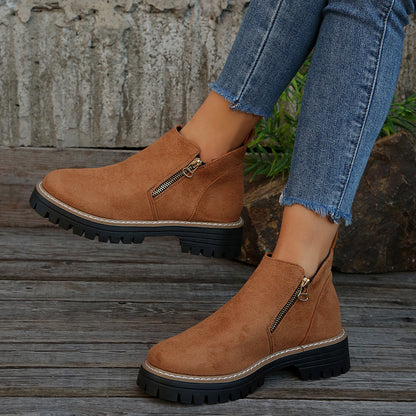 Bottines femme fourrées imperméables semelle antidérapante automne hiver