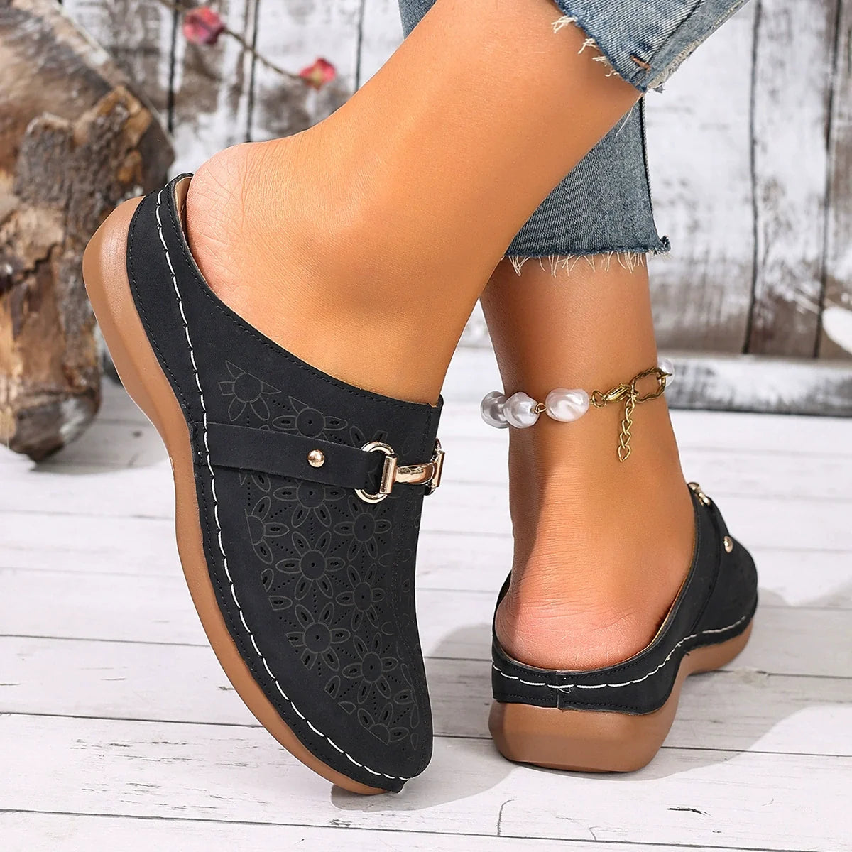 Sabots Femme | Cuir, Ajustement Large, Légers