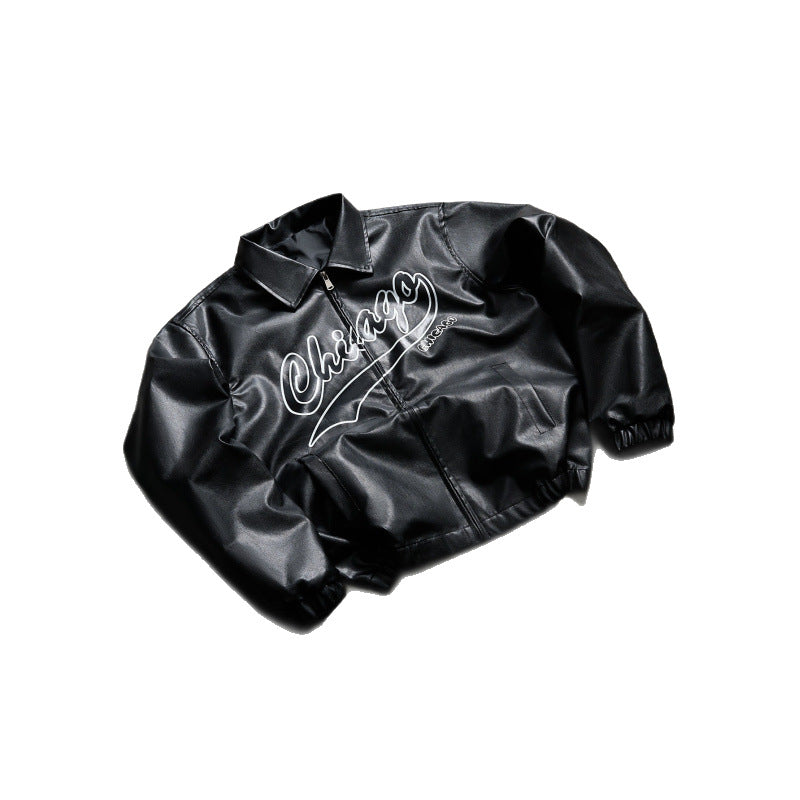 Veste femme similicuir logo streetwear style américain automne hiver