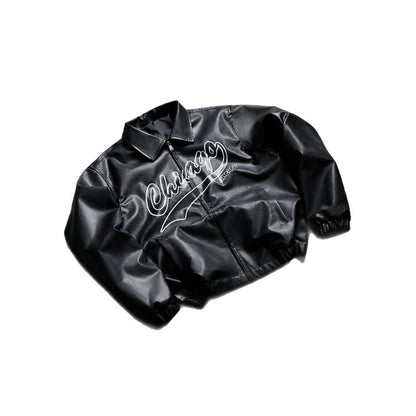 Veste femme similicuir logo streetwear style américain automne hiver