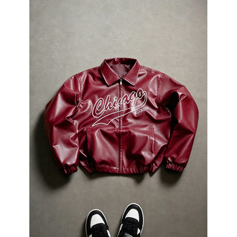 Veste femme similicuir logo streetwear style américain automne hiver