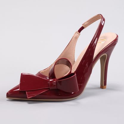 Sandales mariage ivoire strass nœud talon aiguille bout pointu bride arrière