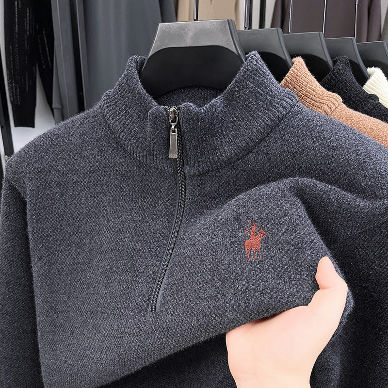 Pull col montant homme zippé doublé polaire épais chaud hiver