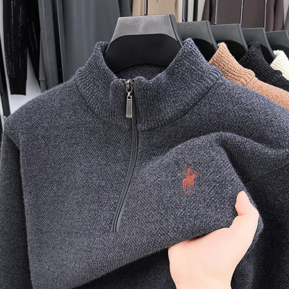Pull col montant homme zippé doublé polaire épais chaud hiver
