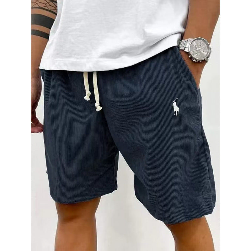 Short homme décontracté | Velours côtelé, taille élastique | Coupe ample