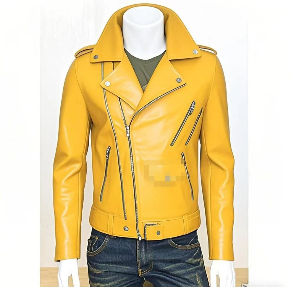 Veste moto homme col revers multi zips style biker