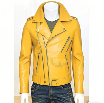 Veste moto homme col revers multi zips style biker
