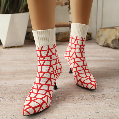Bottines Femme | Talon Élégant, Chaussettes Intégrées | Noir