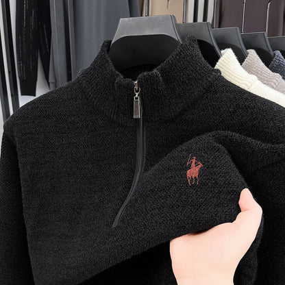 Pull col montant homme zippé doublé polaire épais chaud hiver