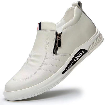 Mocassins en cuir pour homme | Noir et blanc | Fermeture éclair