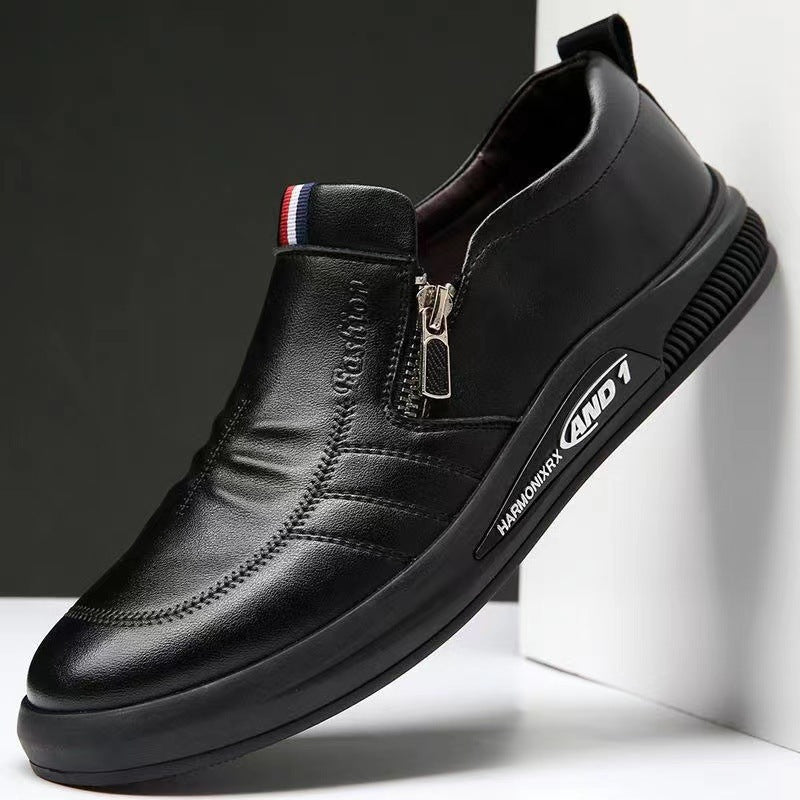 Mocassins en cuir pour homme | Noir et blanc | Fermeture éclair