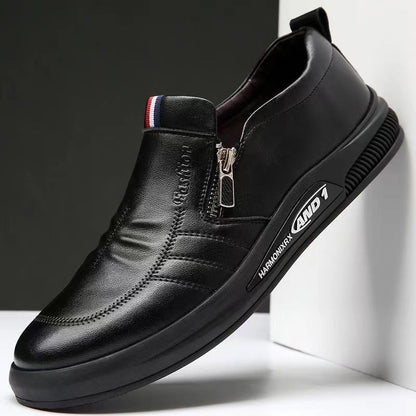 Mocassins en cuir pour homme | Noir et blanc | Fermeture éclair