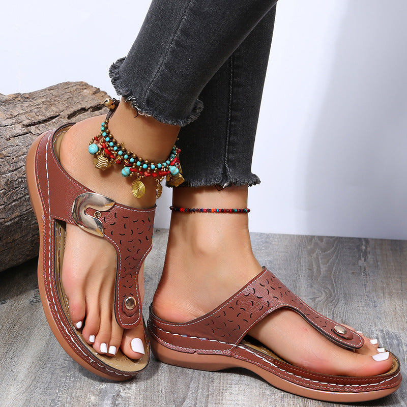 Sandales Compensées | Style Romain, Décor Métal | Plusieurs Coloris