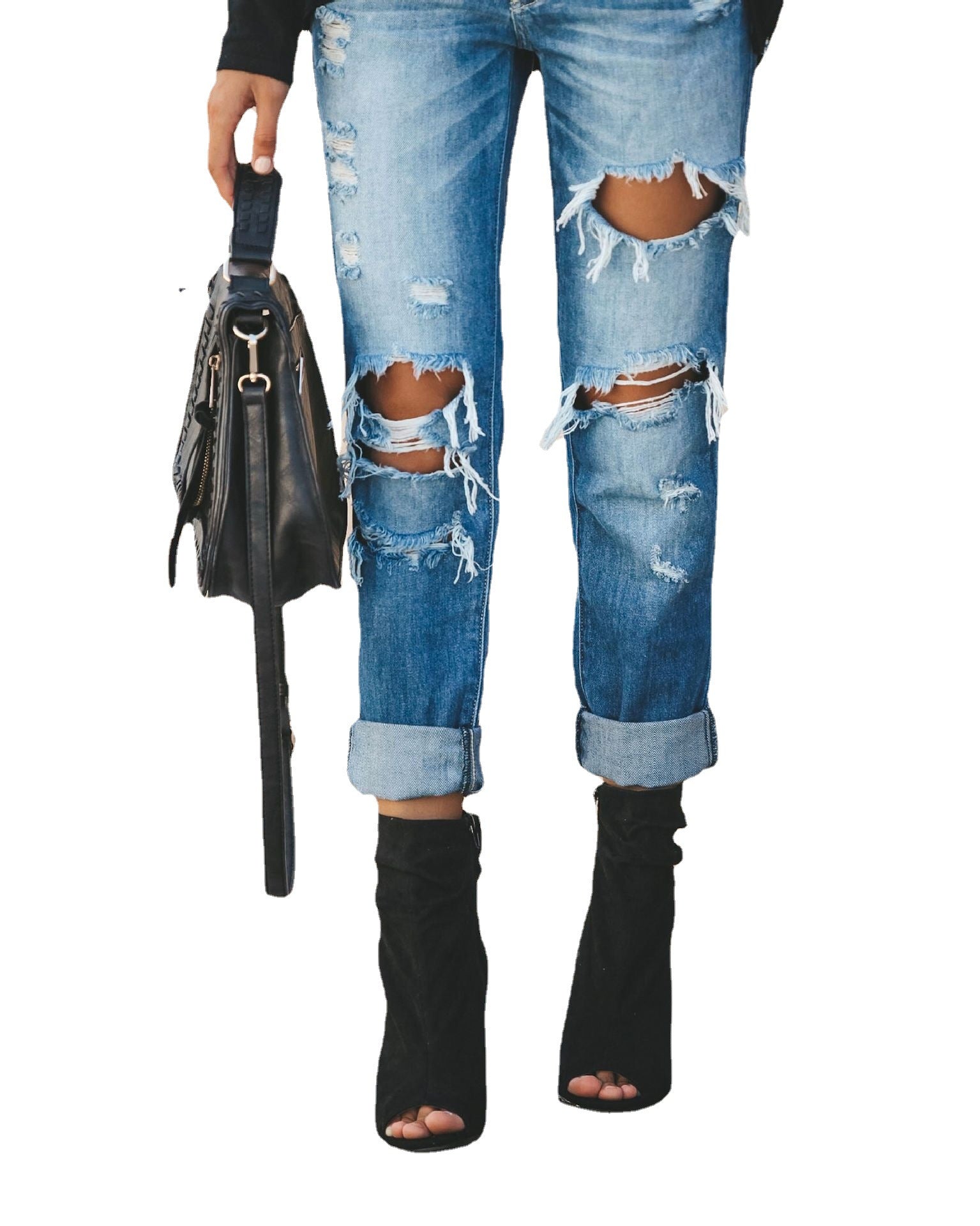 Jeans Boyfriend pour dames avec des détails détruits stylés et taille haute Chic und Stil-Jeans-PARIS FEMME