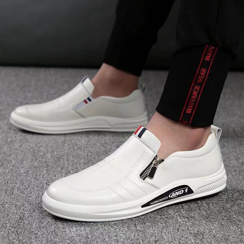 Mocassins en cuir pour homme | Noir et blanc | Fermeture éclair