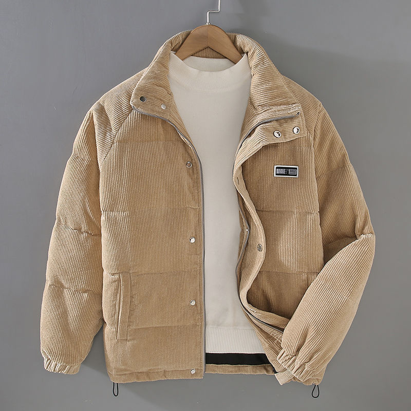 Veste Puffer Velours Côtelé Homme - Chaude - Boutons Pression