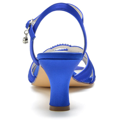 Sandales mariage ivoire strass talon bloc bout ouvert bride arrière