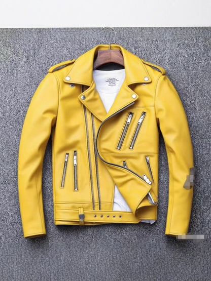 Veste moto homme col revers multi zips style biker