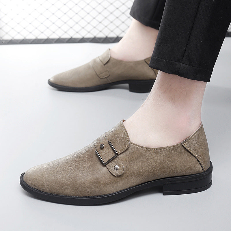 Mocassins cuir hommes | Boucle, élégant | Noir, blanc, kaki