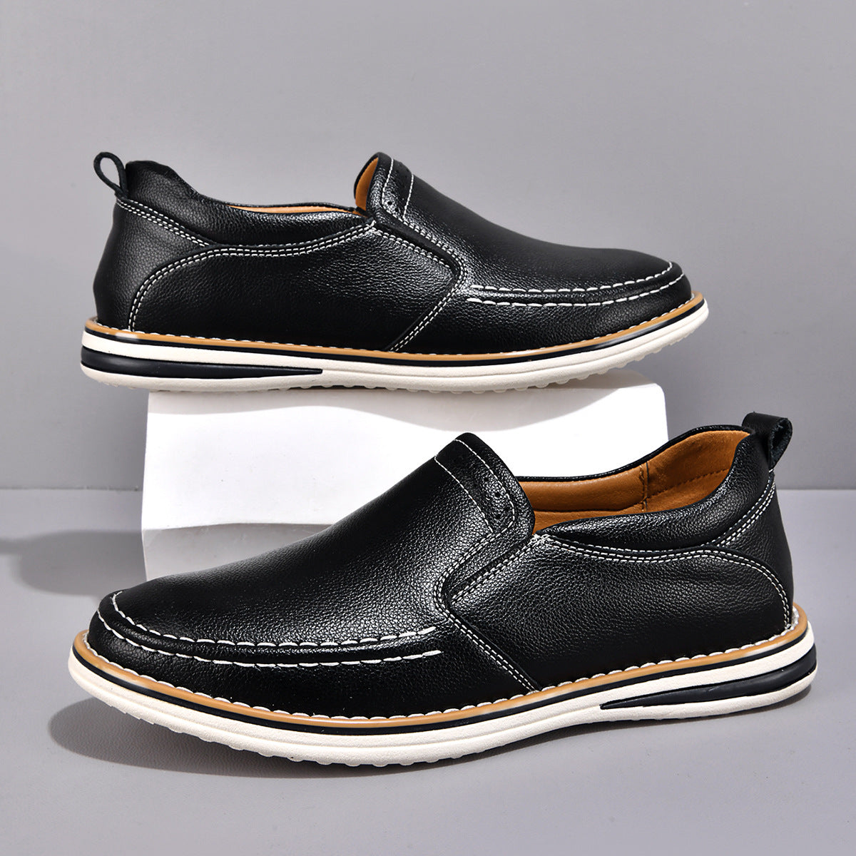 Mocassins Cuir Homme | Confort Souple | Noir, Marron, Bleu