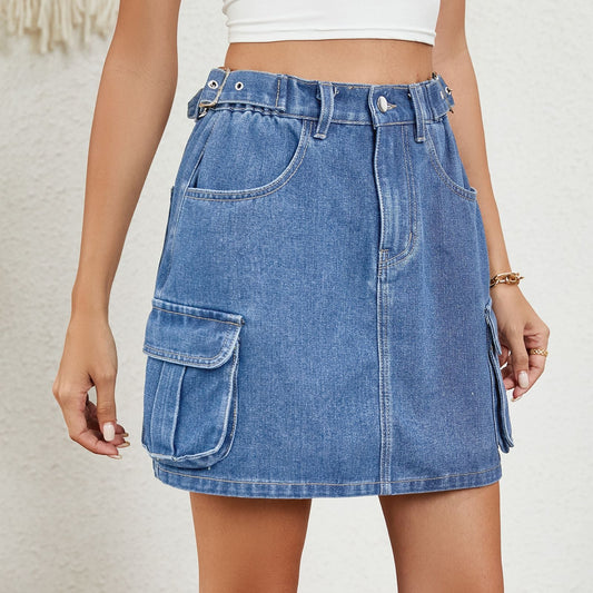 Roc denim pour femmes avec poches cargo pratiques et taille haute Chic und Stil-Short en jean-PARIS FEMME