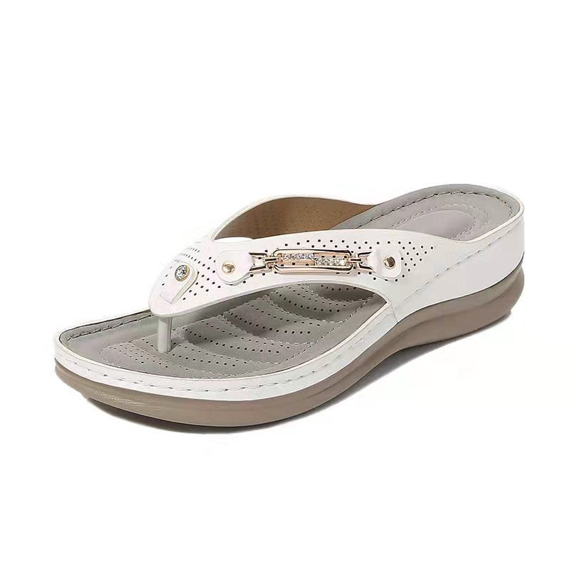 Sandales Femme | Bride Métallique, Semelle Compensée | Grandes Tailles