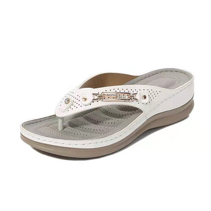 Sandales Femme | Bride Métallique, Semelle Compensée | Grandes Tailles
